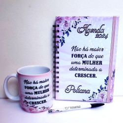 Kit presente personalizado caneca+agenda